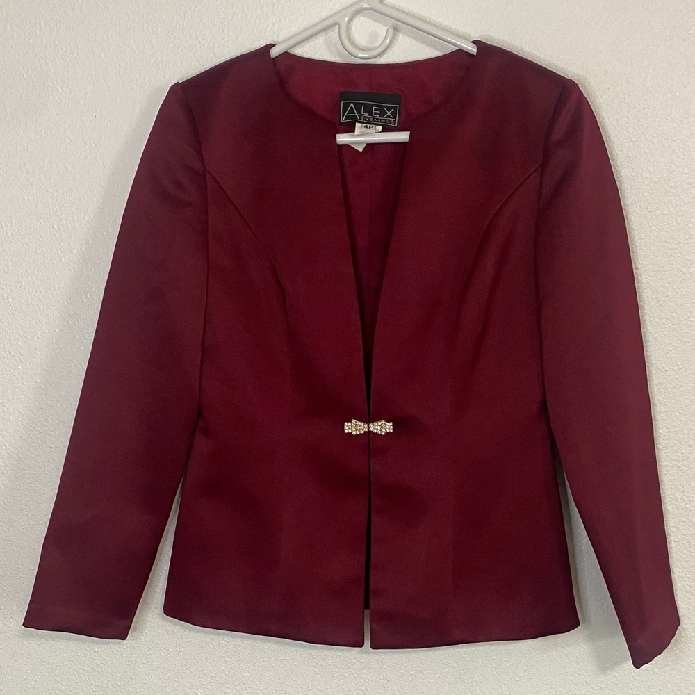 Alex Evenings Women's Deep Red Blazer Size 4 - Picture 1 of 12